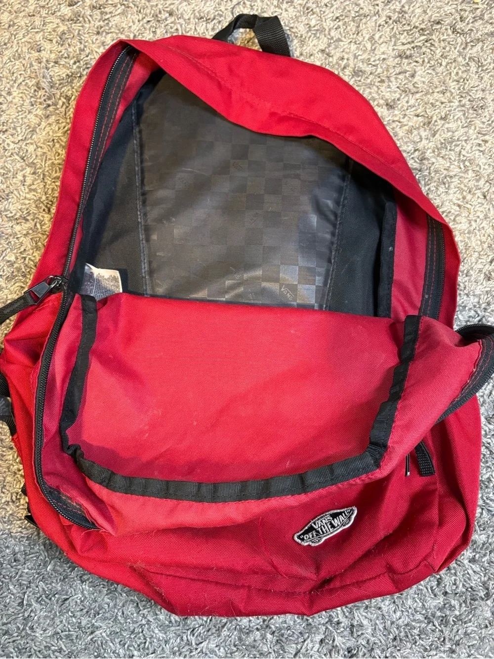 Vans Red and White Checkerboard Backpack